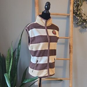 Horseware Ireland Striped Fleece Vest — Brown, Cream & White